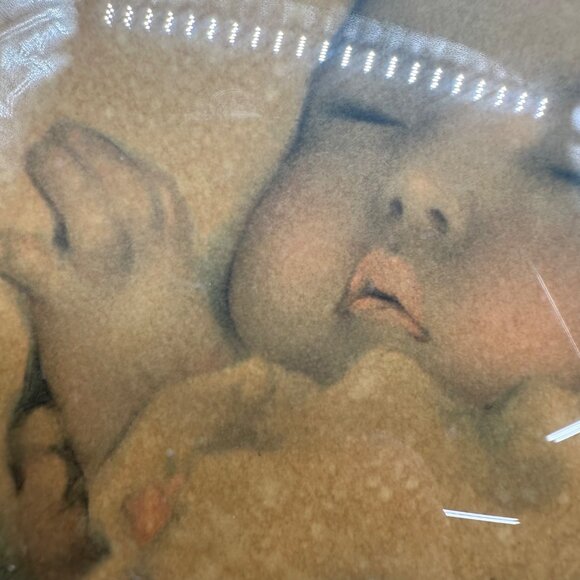 Vintage Baby Picture Convex Domed Glass Wooden Oval Frame Wall Hanging Decor - Picture 5 of 8